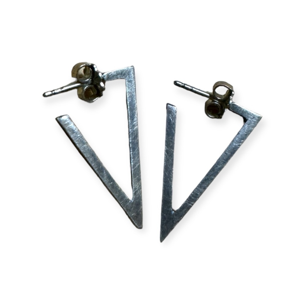 Minimalist cyberpunk geometric sterling silver earrings